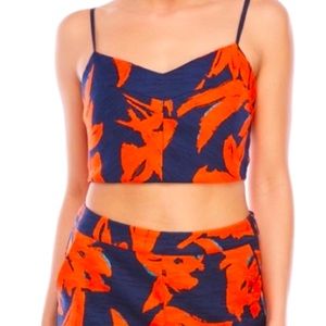 Lucy Paris orange and blue crop top, size MED (also have matching skirt!)
